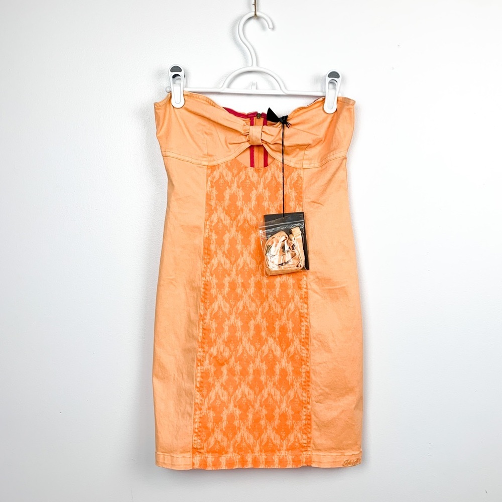 NWT Strapless Orange Denim Mini Dress